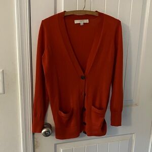 LOFT Women's Orange Cardigan Sweater